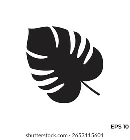 monstera leaf flat icon vector