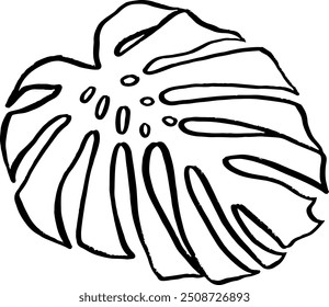 Monstera Leaf Hand Drawn Crayon Icon