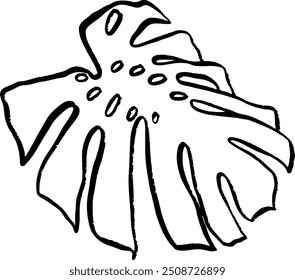 Monstera Leaf Hand Drawn Crayon Icon