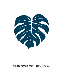 Monstera leaf icon flat style isolated on white background. Vector illustration