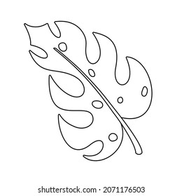 Monstera-Blattsymbol. Handgezeichnetes Monsterablatt. Linienzeichnung des Monsterablattes Symbol. Vektorgrafik.