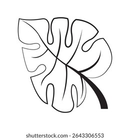 monstera leaf icon illustration design template