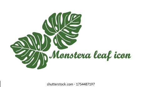 Icono de la hoja de Monstera aislado en fondo blanco, logotipo de planta tropical, símbolo de naturaleza exótica, philodendron minima dejar estilo doodle, ilustración vectorial  