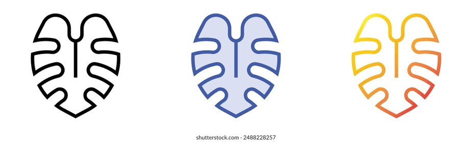 icono de hoja de monstruo. Diseño de estilo de relleno lineal, azul y degradado aislado sobre fondo blanco