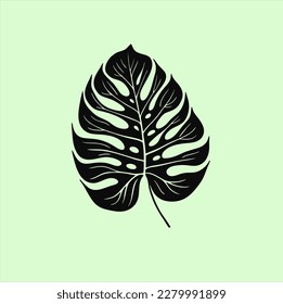 Monstera leaf icon. Monstera leaf silhouette. Vector illustration.