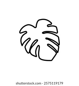 monstera leaf icon Simple outline illustration