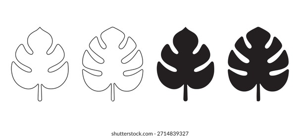 Monstera Leaf Icon Variantes para el diseño botánico.