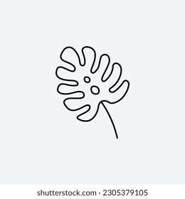 Monstera leaf icon vector illustration. Editable stoke.