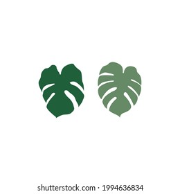 Monstera leaf icon vector isolated on white. Tropical leaf logo design
