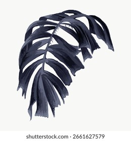 Ilustración de la hoja de Monstera en tonos oscuros. Arte de hojas de Monstera, mostrando elegantes curvas. Diseño de hojas de Monstera, perfecto para temas botánicos. Decoración de hojas de Monstera. Vector botánico.