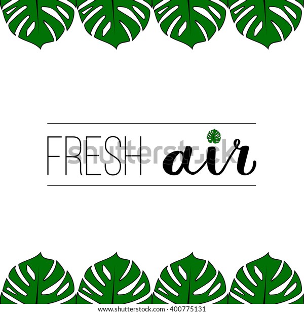 Monstera Leaf Illustration English Phrase Fresh Stock Vector Royalty Free