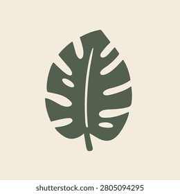 Monstera Leaf Illustration in Scandinavian Flat