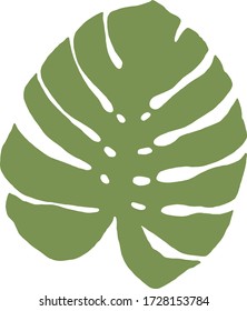 Monstera leaf isolated on a white background. Vector graphics. Silhouette.