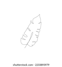 Monstera leaf line art. Contour drawing. Minimalism art. Modern decor.