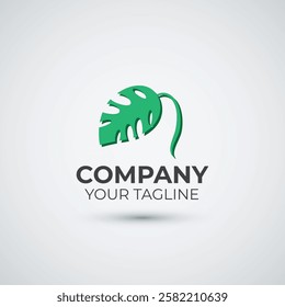 monstera leaf logo icon design