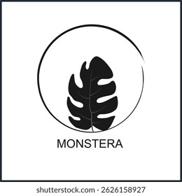 Monstera Leaf Logo. Monstera Blatt Logo Silhouette