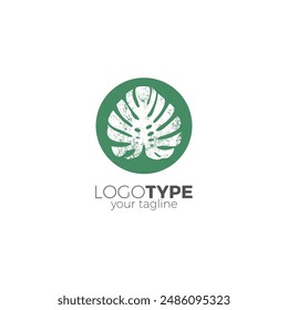 Monstera Leaf Logo Simple. Tropical leaf logo