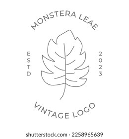 logo de la hoja de monstera, símbolo. Perfecto para la decoración de la casa, como carteles, arte en la pared, bolsos de té o camisetas y pegatinas