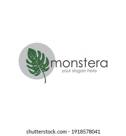 Monstera Leaf Logo Vector Design