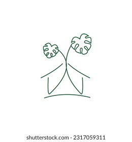 monstera leaf logo vector icon illustration
