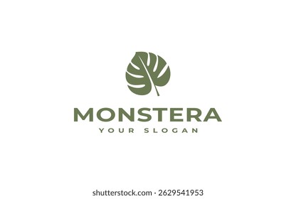 monstera leaf logo vector illustration design