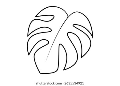 Monstera Leaf Minimalist Line Illustration