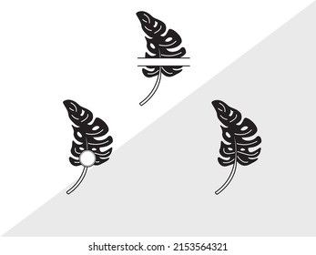 Monstera Leaf Monogram Printable Vector Illustration