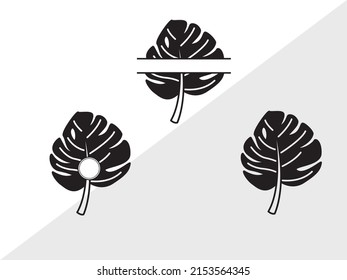 Monstera Leaf Monogram Printable Vector Illustration