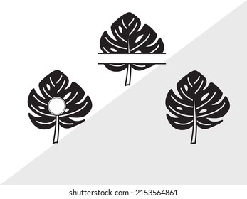 Monstera Leaf Monogram Printable Vector Illustration