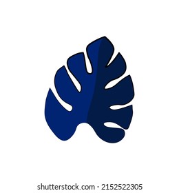 Monstera leaf on a white background. Abstract plant. Vector illustration.