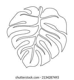 monsterische Blätter eine Linie, Vektorgrafik minimalistischer Design-Minimalismus Stil handgezeichnet einzeln auf weißem Hintergrund