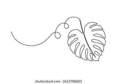 Monsterblatt eine Linie Zeichnung im minimalistischen Stil mit isolierten Umriss auf weißem Hintergrund