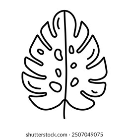 Monstera Leaf Outline Style Icon