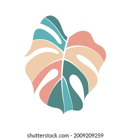 Monstera Leaf pastel color tropical summer vibes vector design