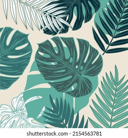 Monstera leaf pattern background vector