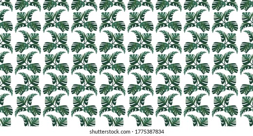 Monstera leaf pattern. Can be used for wallpaper, pattern fills, textile, web page background, surface textures, Image for advertising booklets, banners.