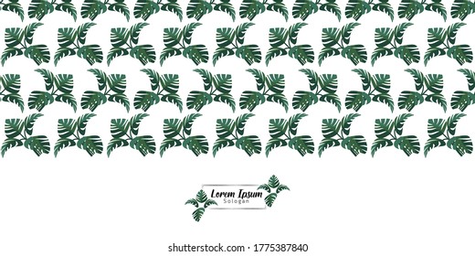 Monstera leaf pattern. Can be used for wallpaper, pattern fills, textile, web page background, surface textures, Image for advertising booklets, banners.