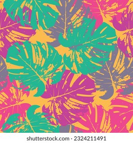 monstera leaf pattern in trending colors of 2023 Monstera pattern perfect for fabrics and decoration