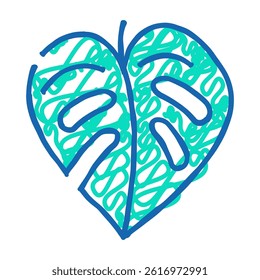 monstera leaf plant doodle icon sketch vector. monstera leaf plant sign. isolated symbol illustration