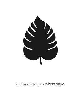 Monstera leaf, plant. Foliage icon flat style isolated on white background. Vector illustration