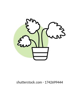 Monstera leaf, plant icon. Simple line, outline vector elements of flora with green circle for ui and ux, website or mobile application