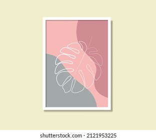 Monstera Leaf Print Plants Line drawing Abstract Wall art