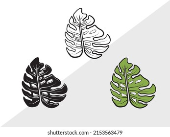 Monstera Leaf Printable Vector Illustration