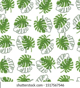 monstera leaf seamless floral pattern