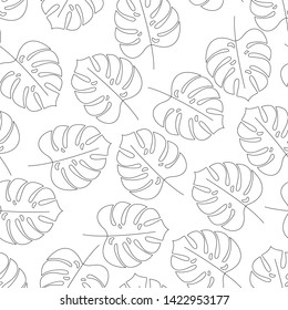 Monstera leaf seamless pattern. Nature concept. Tropical plant. Vector image