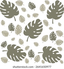 Monstera Leaf Seamless Pattern on Transparant Background