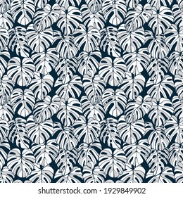 Monstera Leaf Seamless Pattern. Perfect for Textile, Fabric, Paper 