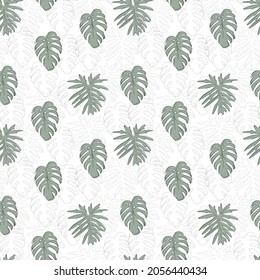 Patrón de hojas de Monstera sin fisuras. Impresión para textiles con plantas tropicales. Textura exótica con hoja hawaiana de vegetación. 