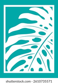 Monstera leaf silhouette. Laser cut template. Wall art vector illustration