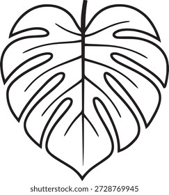 Monstera Leaf Silhouette and Outline Monstera Leaf Silhouette and Outline